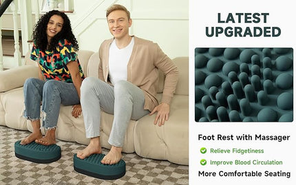 Foot Rest for Under Desk at Work, Home Office Foot Stool, Ottoman Foot Massager for Plantar Fasciitis Relief, Soft Silicone Footrests, Anti-Fatigue (Eucalyptus)