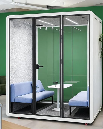 Mobile Office Pod Booth, Quiet Meeting Pod with Acoustic Panels, Sound Proof Room with Desk, Portable Removable Working Booth for Private Phone Calling Study,180cm
