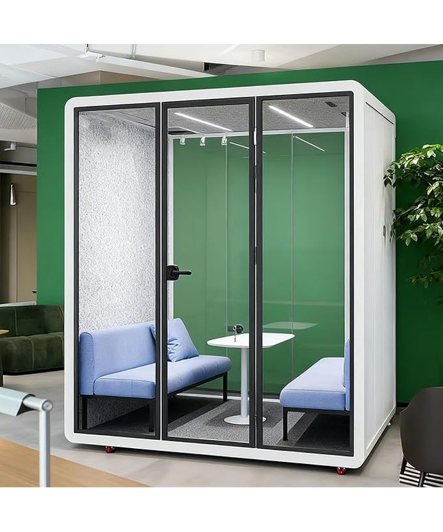 Mobile Office Pod Booth, Quiet Meeting Pod with Acoustic Panels, Sound Proof Room with Desk, Portable Removable Working Booth for Private Phone Calling Study,180cm