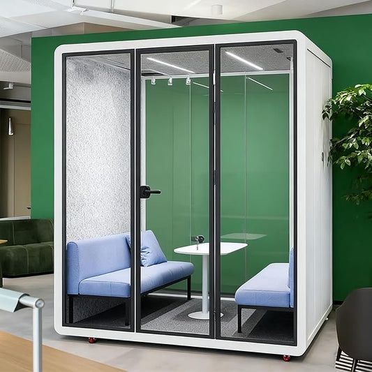 Mobile Office Pod Booth, Quiet Meeting Pod with Acoustic Panels, Sound Proof Room with Desk, Portable Removable Working Booth for Private Phone Calling Study,180cm