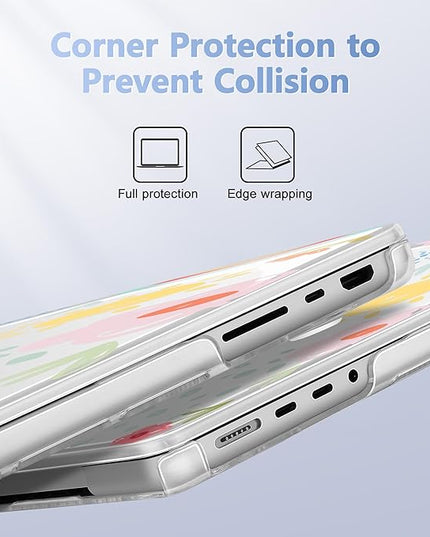 May Chen Case for MacBook Pro 14 inch, Models A2442 A2779 A2918 A2992 A3401 A3185 A3112 A3434, M1 M2 M3 M4 M5 Chip (2021-2025 Release), Plastic Hard Shell Case with Keyboard Cover, Rainbows Flowers