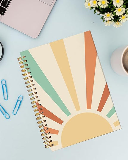 VNWEK Vintage Boho Notebook - Boho Journal, Boho Gifts for Women, Boho Office Supplies, Boho Sun Sunshine Spiral Notebook 5.5x8.3,Writing Notebooks