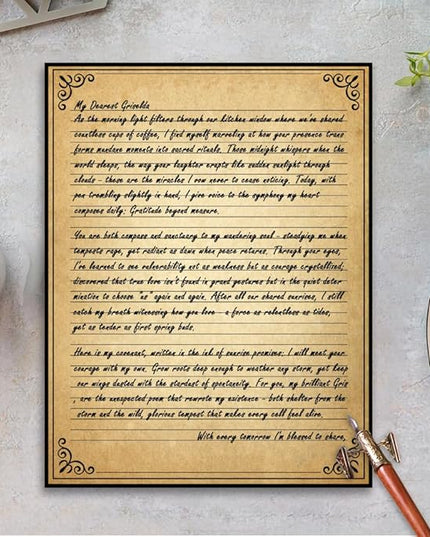Vintage Lined Paper with Antique Border Design, 200 Sheets, Stationary Paper for Writing Letters, 100gsm, 11 x 8.5'', Aged Stationery for Writing Letters, Invitations, Stationery Writing Papers