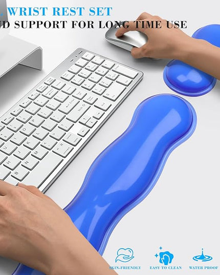 Gel Wrist Rest for Keyboard and Mouse, Wrist Rest for Keyboard, Mouse Wrist Support, Pain Relief, Cool Touch, Non-Skid, Keyboard and Mouse Wrist pad Set