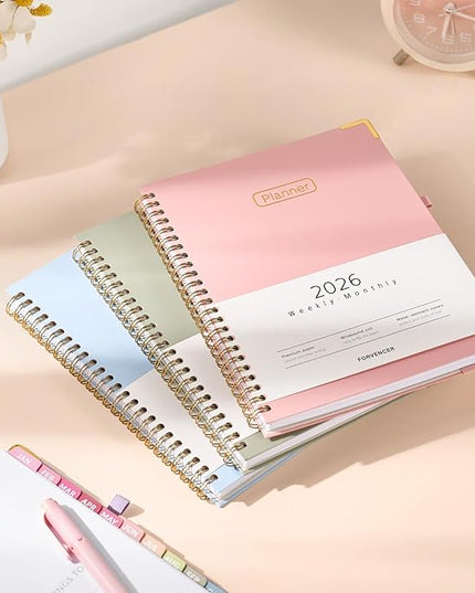 Forvencer 2026 Planner, Hardcover Calendar Planner Weekly and Monthly, Jan 2026 - Dec 2026, 6" x 8", Spiral Agenda Book with Tabs, Exquisite Daily Journal Organizer for Home School, Purple Marble