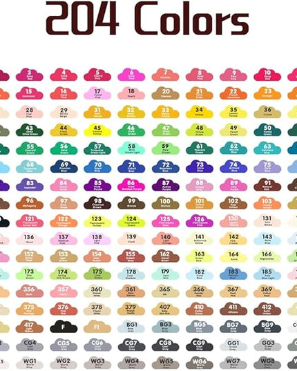 204 Colors Alcohol Markers with APP, Dual Tip Art Marker for Adults Coloring Books, Alcohol Based Ink Illustration Markers Set for Adult Artist Drawing Sketching Painting Lettering Cards