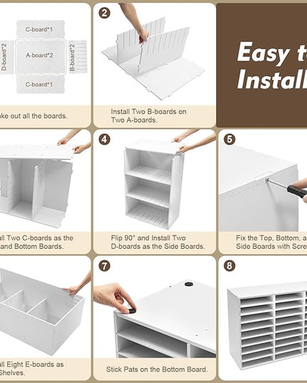 Literature Organizer 27 Slots Compartments Desktop File Sorter Mail Center Paper Storage Cabinet Home & Office Mailbox School Classroom Keepers