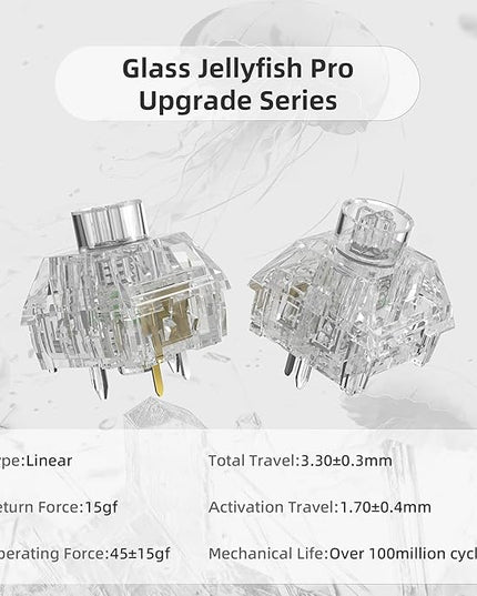 Kailh Box Jellyfish PRO Fully Transparent RGB Linear Mechanical Keyboard（Glass Jellyfish 72pcs）