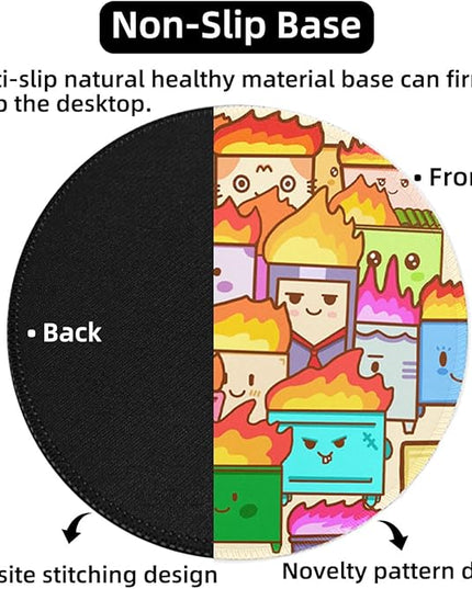 Dumpster on Fire Small Mouse Pad, Cute Funny Round Mousepad with Non-Slip Rubber Base, This is Fine Mouse Pads for Desk Accessories Laptop Gaming Office Supplies Decor(8.6 x 8.6 Inch)