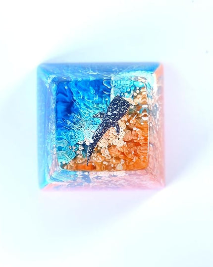 Whale Shark Keycap Ocean Sunset Artisan Keycap R1 SA Profile Custom Sea Creatures Keycaps 1U ESC Handmade Gaming Resin Key Cap Cherry MX Switch Compatible Mechanical Keyboard Sea Lover Gift