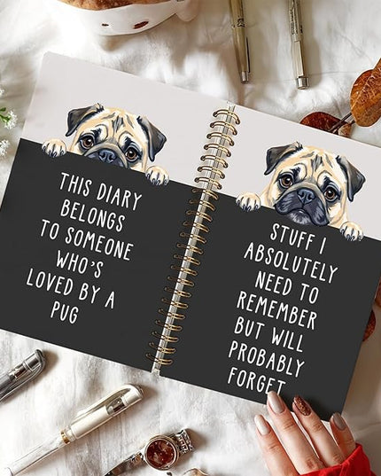 LIANGW Funny Pug Notebook Journal Gifts for Women & Men, Gifts for Pug Lovers Notebooks for Women, Funny Human Resources Gifts Journal for Coworkers, Hardcover Spiral Notebook 5.5x8.3 Inch