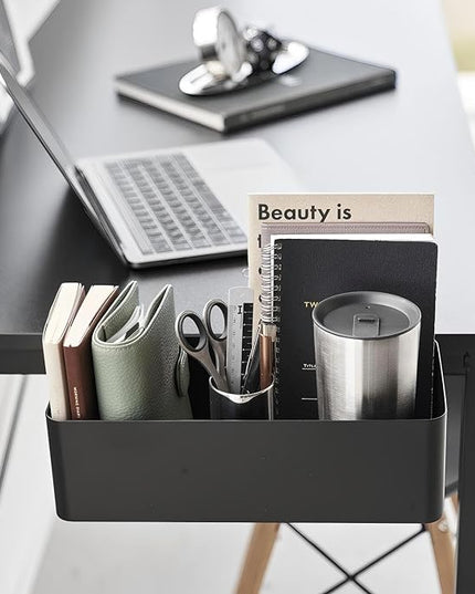MAGSNOIC No Drill Desk Side Storage,Hanging Organizer,Clamp on Table Basket,Minimalist,Metal material,To Store Office Accessories, Gaming Devices,Storage for Office & Home,Black