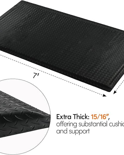 Anti Fatigue Mats Industrial 2' x 7' 15/16" Thick Ergonomic Standing Mat Commercial Kitchen Mat Heavy Duty Diamond Plate Cushioned Shop Floor Mats Helps Relieve Back and Leg Soreness