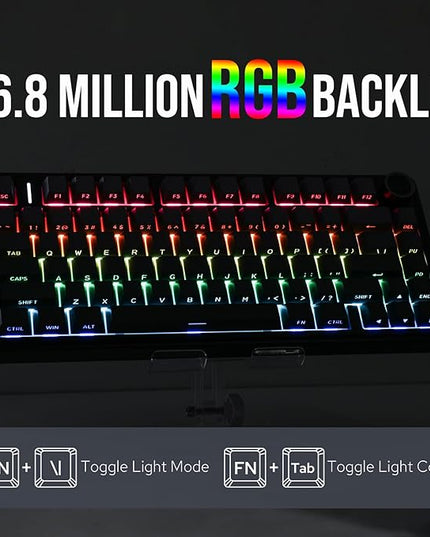 EPOMAKER x Aula F75 Gasket Mechanical Keyboard, 75% Wireless Hot Swappable Gaming Keyboard with Five-Layer Padding&Knob, BT/2.4GHz/USB-C, RGB (Black Gradient, LEOBOG Reaper Switch)