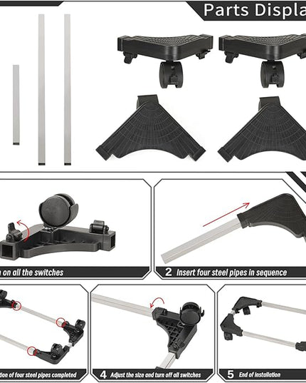 Liitrton Mobile CPU Stand Adjustable Computer Tower Stand with 4 Caster Wheels Fits Most PC (Black)