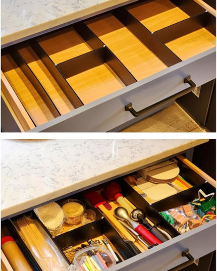 DRAWER DADDY Adjustable drawer dividers. The world’s most customizable drawer organizer for the kitchen, bathroom, desk, toolbox, and more. Installs in minutes; lasts a lifetime.