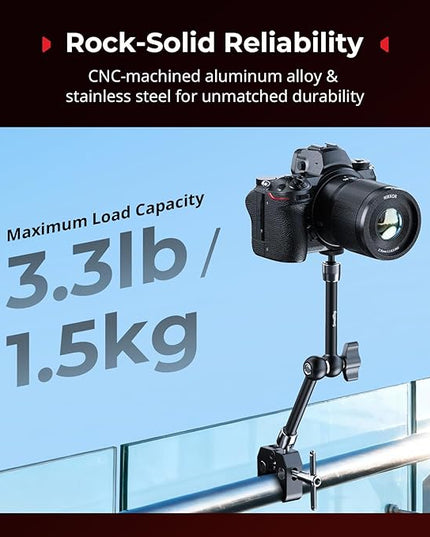 SmallRig Magic Arm Clamp w/ 1/4" Screw, Phone Mount for Magsafe & Magnetic Adapter Ring, 11 Inches Integrated Magic Arm for iPhone, for Android, for Action Cameras/LCD Monitor/LED Lights - 5604