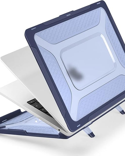 Batianda Extreme Heavy Duty Case for New MacBook Air 13.6 inch 2025 M4 2024 2022 A3240 A3113 A2681 - Anti-Slip Rubberized Stand (Holds 25lbs) Honeycomb Exoskeleton Max Cooling & Stability - Navy Blue