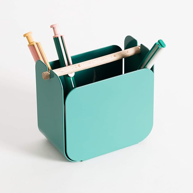 U Brands Metal Desk Organization Kit, Arc Collection, Cup, Tape Dispenser and Letter Sorter Included, Green (3605A00-01)