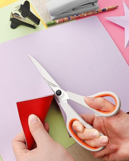 Asdirne Office Supplies Kit, Desk Accessory Set, Including 2 Scissors, 1 Stapler,1000 Pieces 26/6 Staples, 1 Staple Remover, 1 Tape Dispenser and 1 Tape, Perfect Office Partners