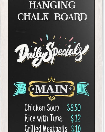 Ilyapa Extra Large Magnetic Chalk Board for Wall - Hanging Sandwich Menu Signs for Restaurant, Cafe, Food Truck, or Kitchen - 58x25 Inches - White