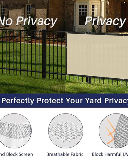 Windscreen4less Privacy Fence Screen Heavy Duty Windscreen Fencing Mesh Fabric Shade Net Cover with Brass Grommtes for Outdoor Wall Garden Yard Pool Deck, 6'x45' Beige