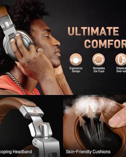 MAONO Professional Studio Monitor & Mixing DJ Headphones - Over Ear Closed Back Stereo Wired Headphones for Guitar AMP, Podcast, Recording, Streaming, PC, Music Production, Keyboard, MH700 Silver