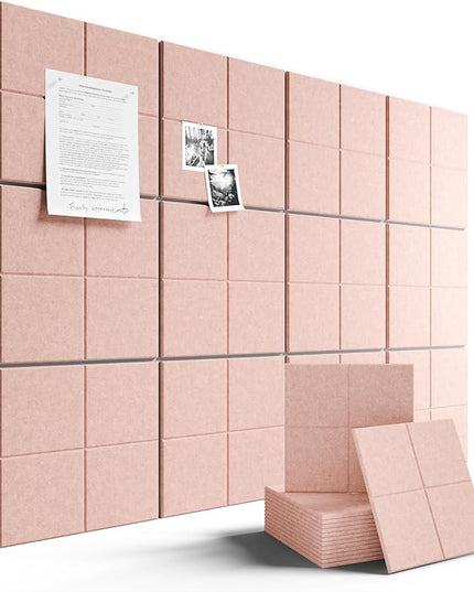 Fluxynara Large Felt Bulletin Board 48" x 36" Cork Board Alternative-12 Pack with 70 Safe Removable Adhesive Tabs, Cork Boards for Walls Cork Board for Home Office Classroom Pin Board-Coral