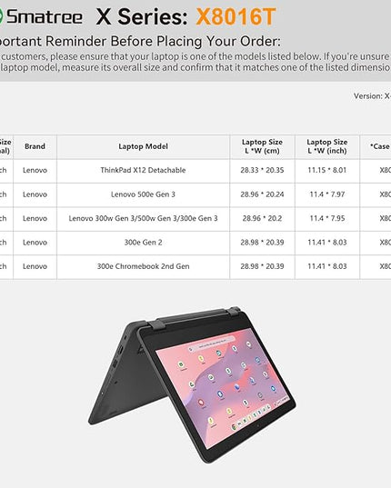 Smatree Hard EVA Protective Sleeve Case Compatible for 11.6 inch Lenovo 500e/500w/300w Gen 3/2, Lenovo 300e Gen2/3/Chromebook 2nd Gen, for 12.3 inch ThinkPad X12 Detachable Sleeve, Pink (X8016TP)