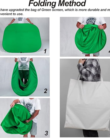 Portable Green Screen Chair, 59 in Greenscreen Backdrop with Stand Double Sided Foldable Green Background, Chroma Key, for Video Chats and Meetings, Photography, Photo Zoom, Streaming Games