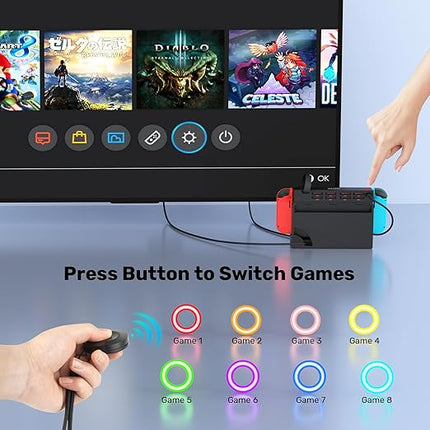 Unitek Switch Game Card Reader, Upgrade Version Multi Switch Game Switcher with Remote Control, 8 Cards Reading & Quick Switching Adapters for Nintendo Switch/Switch OLED(8 Games Switching)