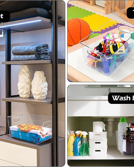 Clear Plastic Storage Bins 8 Pack - Pantry Organizers and Storage, Fridge Organizer Containers for Kitchen, Cabinet, Freezer, Bathroom, Clost, Home Organization
