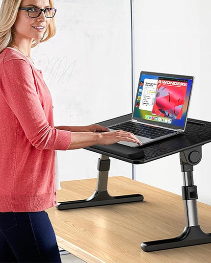 Besign LT07 Lap Desk [Extra Large], Adjustable Laptop Table, Portable Standing Bed Desk, Foldable Sofa Breakfast Tray, Notebook Computer Stand for Reading and Writing (Black)