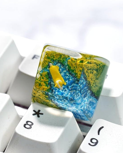 Cute Corgi Dog Artisan Keycap R1 SA Profile Custom Cartoon Replacement Keycaps 1U ESC Handmade Gaming Resin Key Cap Cherry MX Switch Compatible Mechanical Keyboard Lover Gift