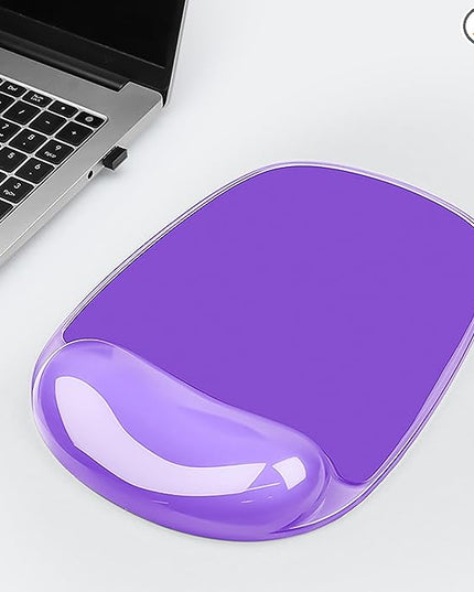 Gel Wrist Rest for Mouse,Ergonomic Mousepad with Clear Cushioned Palm Rest,Gel Mouse Pad with Wrist Support,Small Desk Mat,Office Desk Work Accessories for Women,Carpal Tunnel Relief (A-Purple)