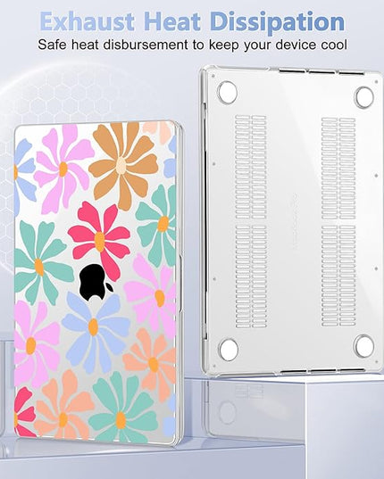 May Chen Case for MacBook Pro 14 inch, Models A2442 A2779 A2918 A2992 A3401 A3185 A3112 A3434, M1 M2 M3 M4 M5 Chip (2021-2025 Release), Plastic Hard Shell Case with Keyboard Cover, Groovy Flower
