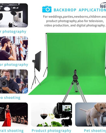ISSUNTEX 10X12 ft Background Muslin Backdrop, Photo Studio, Collapsible High Density Screen for Video Photography and Television-Green