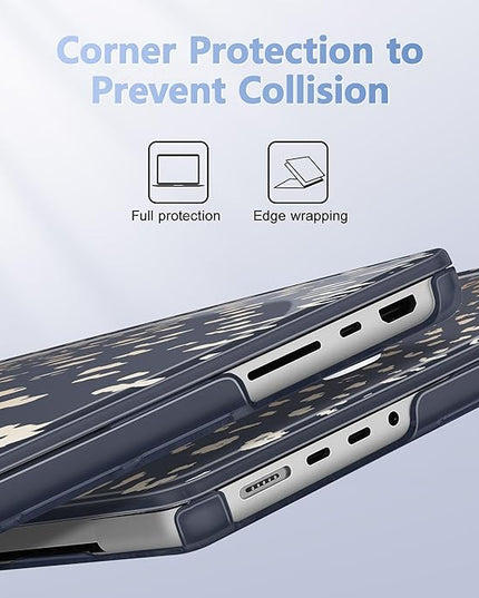 May Chen Case for MacBook Pro 14 inch, Models A2442 A2779 A2918 A2992 A3401 A3185 A3112 A3434, M1 M2 M3 M4 M5 Chip (2021-2025 Release), Plastic Hard Shell Case with Keyboard Cover, Leopard Print
