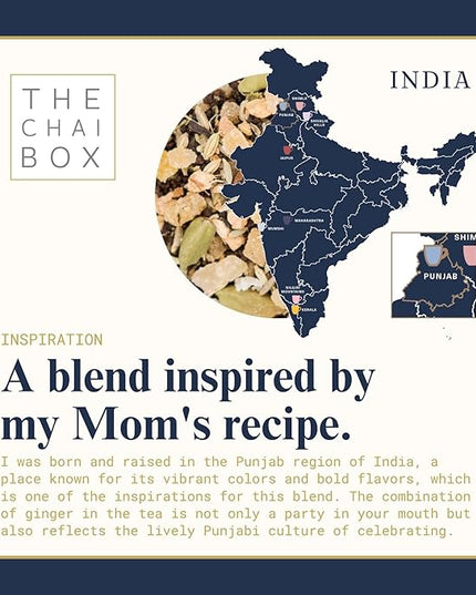 The Chai Box Loose Leaf Ginger Fennel Tea - Vegan & Gluten Free | Caffeinated Black Tea made with Candied Ginger, Cardamom & Fennel (Pack of 1) 2.5 oz | Makes 25 Cups | Small Batch Loose Leaf Tea with Whole, Premium Spices