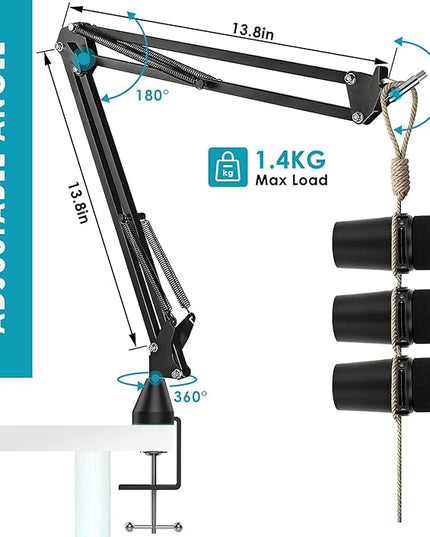MV7 MV7X MV7+ Boom Arm - Mic Arm with Foam Cover Windscreen Compatible with Shure MV7 and Shure MV7X and Shure MV7+ Microphone with Pop Filter and 2 Cable sleeves by YOUSHARES