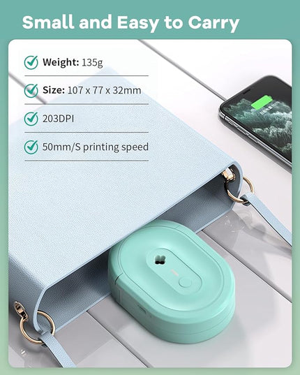 Label Maker Machine with Tape, N12 Portable Bluetooth Label Printer, Wireless Mini Label Makers Thermal Sticker with Multiple Templates for Home, Kitchen, School, Office Organization, Green