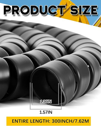 Innconee 1 Pcs Spiral Wrap Cable Protector, Safe 1.5" Od x 25' Pre Cut Lengths Hydraulic Hose Protector Wrap to Avoid Wear and Extend Life for Hydraulic Pneumatic Hoses(Black)