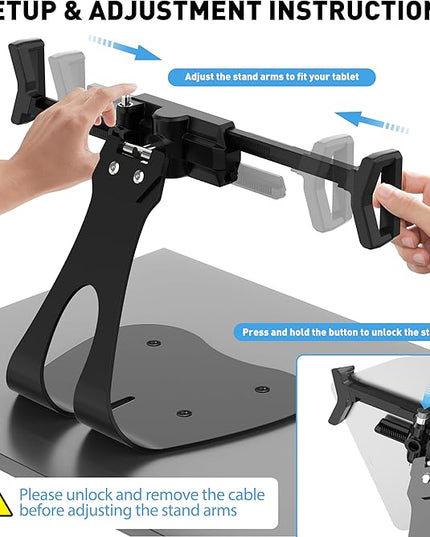 AboveTEK Anti-Theft iPad Kiosk Stand, 360° Swivel POS Tablet Mount with Security Cable & Key, Fits 7–13-inch iPad & Samsung Galaxy Tab, Perfect for Retail & Business