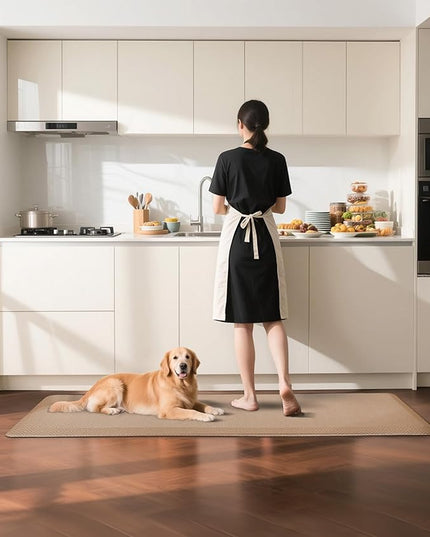 Ophanie Kitchen Mats for Floor, 3/4 Inch Thick Kitchen Rugs, 24'' x 70'' Anti Fatigue Standing Cushioned Mat, Waterproof,Comfort Ergonomic Mat for Office, Home, Sink, Beige Non-Slip Bottom