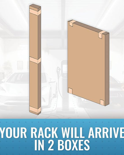 MonsterRax Overhead Garage Storage Rack - 4 x 8 Ceiling Rack for Garage Racks, Organization Shelving, Adjustable Hanging Shelf, White, 12"-21" Height Adjustment
