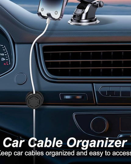 6 Pack Cord Organizer Magnetic Cable Clips, 360° Rotation Cable Clips - Adjustable Cord Holder for Nightstand, Adhesive Cable Management Cord Clips, Cable Holder & Charger Organizer（Black