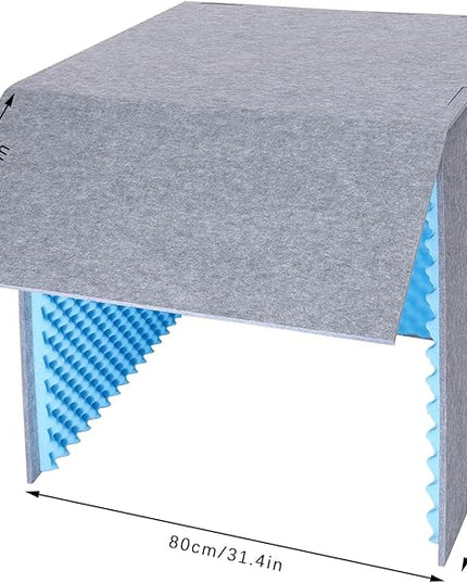 Desktop Soundproof Cover 31" H X 31" W X 31" L Recording Booth Portable Vocal Recording Booth with Double Sound Insulation Vocal Sound Absorbing Shield for Recording Studios, Offices（Blue+Gray）