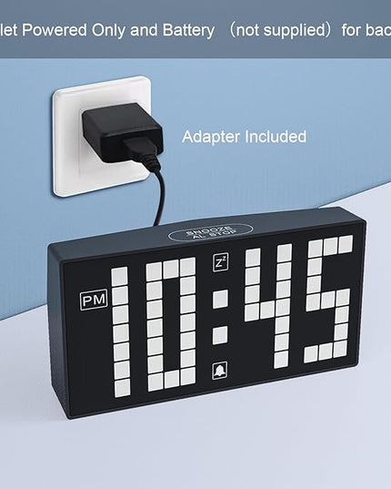 KWANWA Digital Alarm Clock with Auto-Dimmable LED Pixel Display, Weekend Alarm Mode, Plug-in Power with Battery Backup, DST Adjustment, Small Clock for Bedroom Desk (White LED)