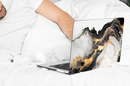 DONGKE Compatible with MacBook Pro 13 inch Case 2024 2023-2020 Release A2338 M2/M1 A2251 A2289 with Retina Display & Touch ID, Plastic Hard Shell & Keyboard Cover & Screen Film - Abstract Marble