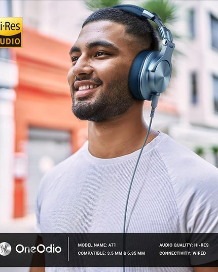 OneOdio A71 Hi-Res Studio Recording Headphones - Wired Over Ear Headphone with SharePort, Monitoring Mixing Foldable Headset with Stereo Sound, 3.5/6.35MM Jack for PC Computer DJ Guitar-Sky Blue